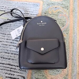 Kate Spade Black Mini Backpack with Front Flap Pocket